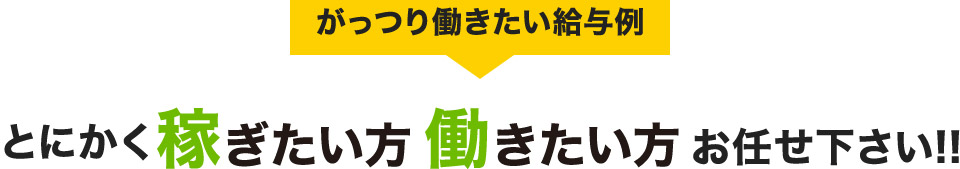 がっつり働きたい給与例　とにかく稼ぎたい方、働きたい方、お任せください